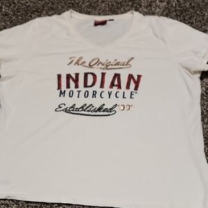 Indian Motorcycle Off White T-Shirt With Sequins